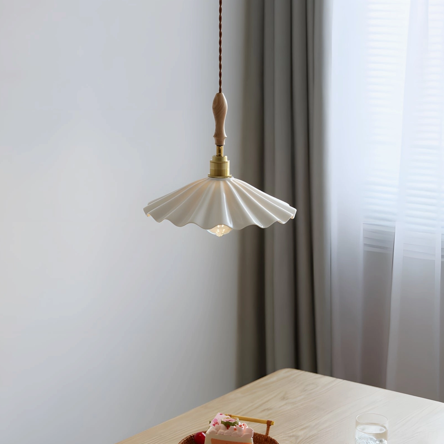 Daisy ripple ceramic pendant lamp product detail showing texture and sculptural rippled design