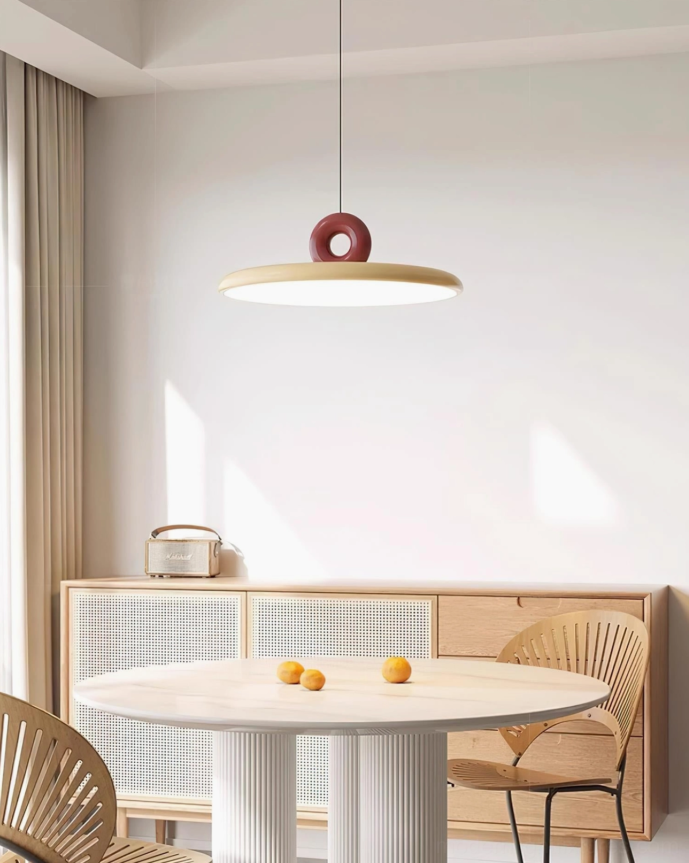 Dalia geometric pendant light sculptural accent loop, modernist design element