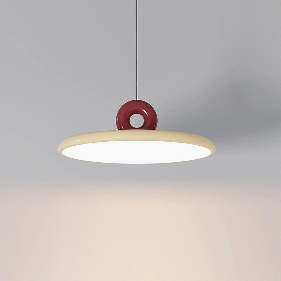 Dalia modern pendant light in red and beige color combination, large size 50cm diameter