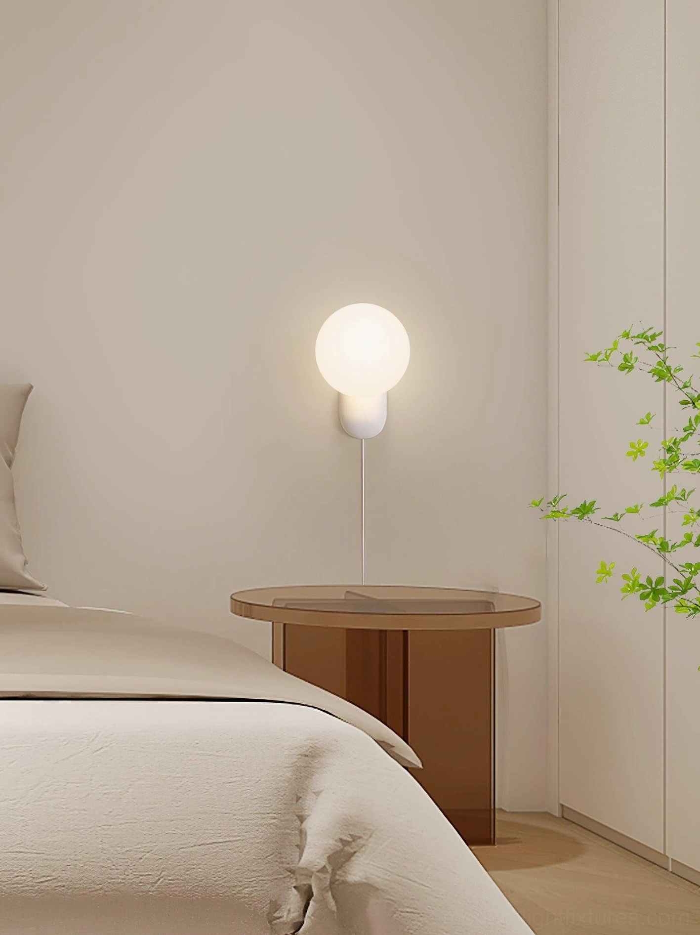Damp-rated wall sconce suitable for bathroom application, moisture-resistant resin construction demonstrated