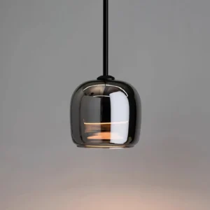 Danoise modern pendant light illuminated, warm 3000K LED glowing through white interior diffuser creating soft luminous sphere