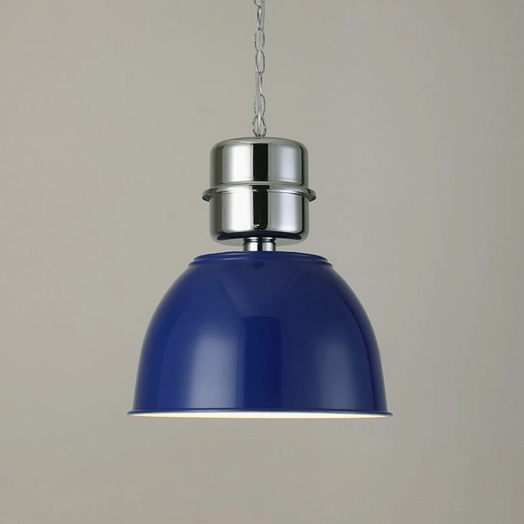 Blue Dante industrial pendant light demonstrating vintage mid-century design aesthetic