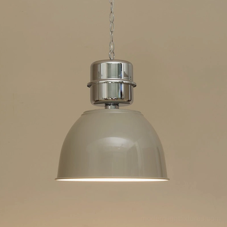 Milk coffee Dante pendant light with warm neutral tone and reflective metal shade