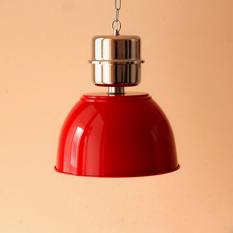 Red Dante pendant light with deep glossy finish and polished chrome detailing