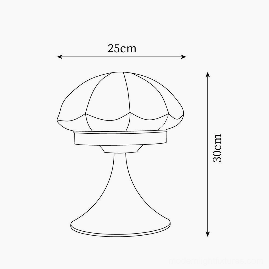 Dario mushroom table lamp technical dimension drawing showing 25cm diameter and 30cm height specifications