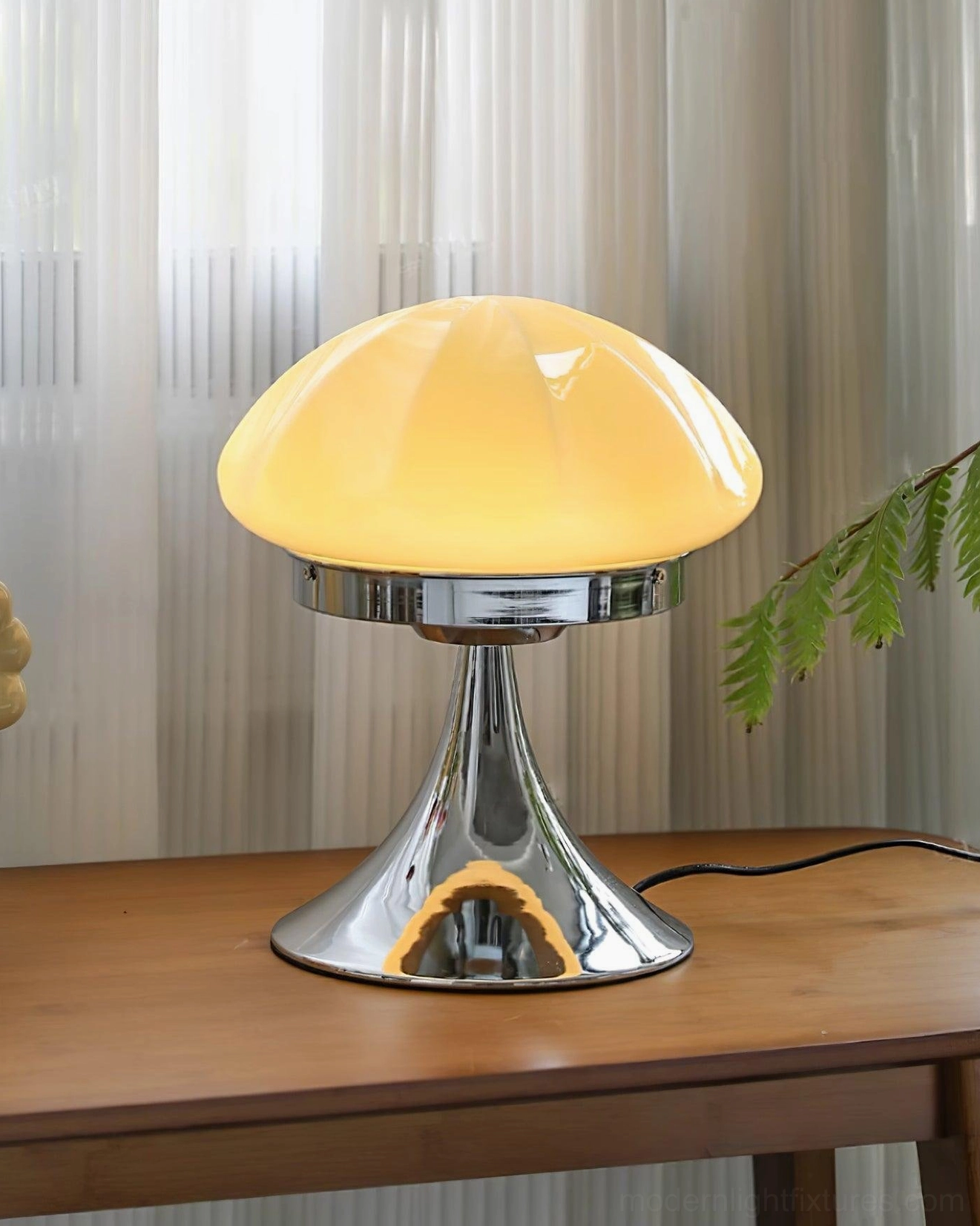 Dario mushroom table lamp white glass shade showcasing Bauhaus design principles and functional form