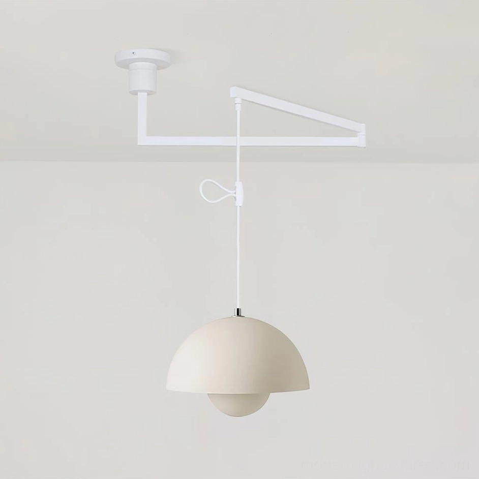 Dark green rocker arm pendant light contemporary color dome design detail