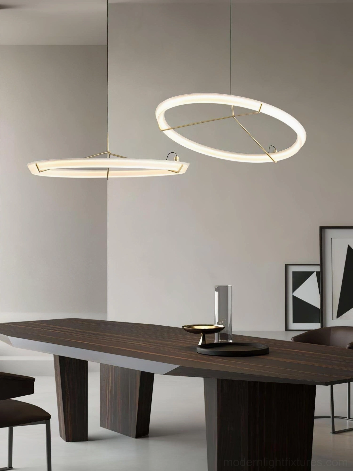 Decorative round pendant lamp creating focal point in modern living and dining spaces