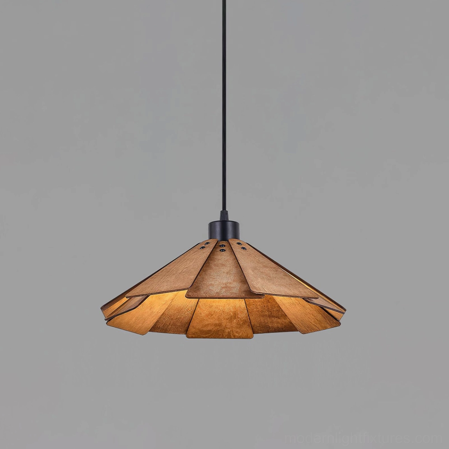 Delfina wooden pendant light Model B compact size walnut finish option