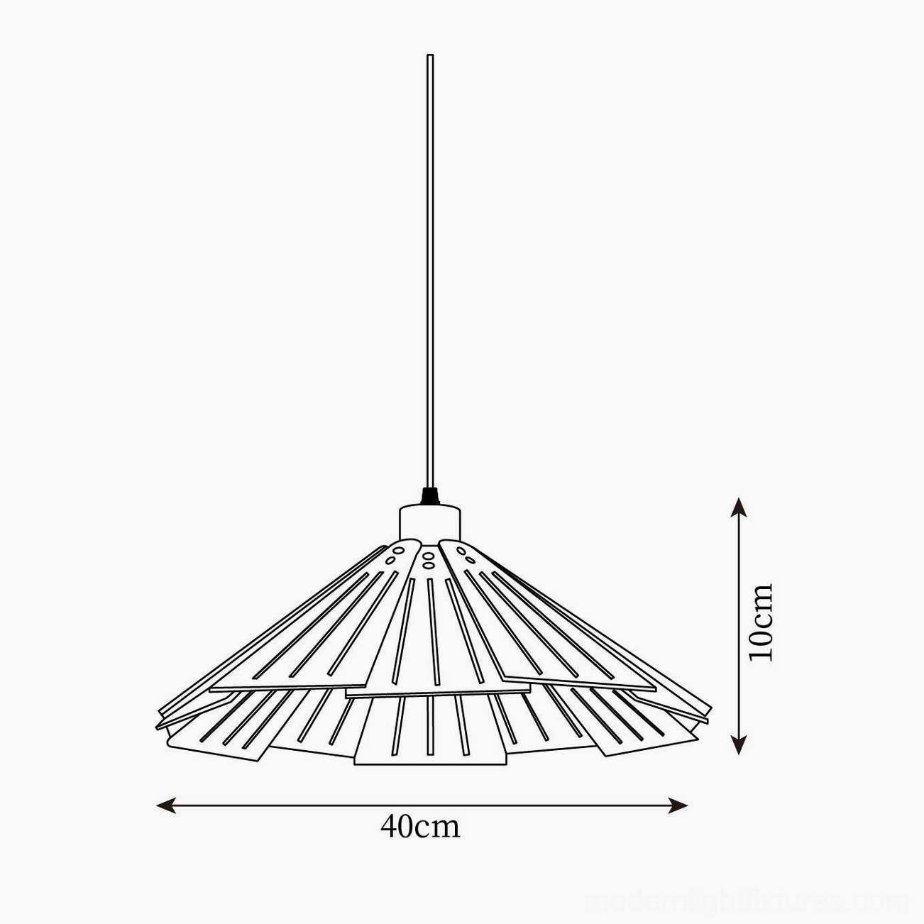 Delfina pendant light technical specification diagram 40cm diameter showing construction