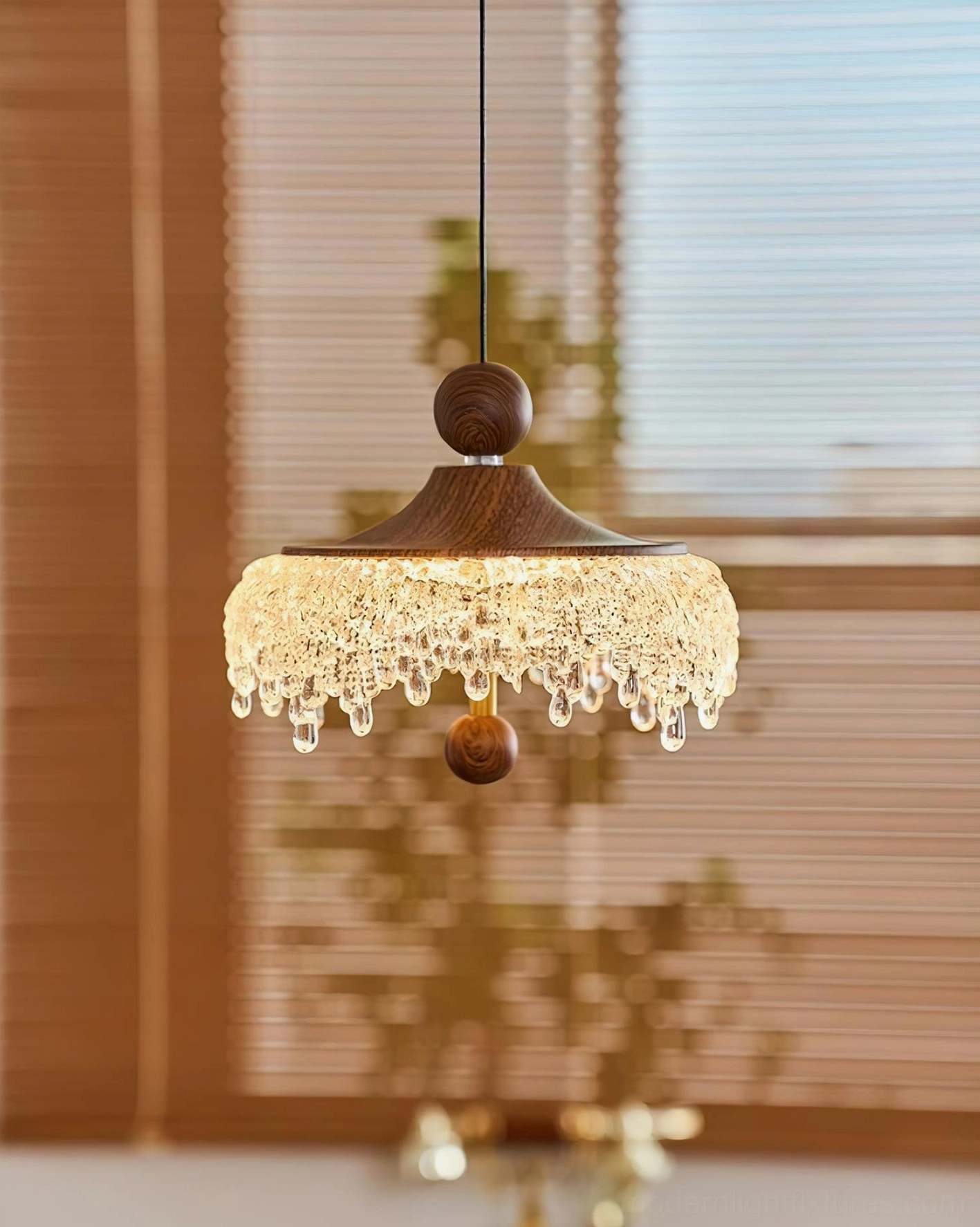 Dewdrop Halo pendant light in Scandinavian minimalist style room with natural light