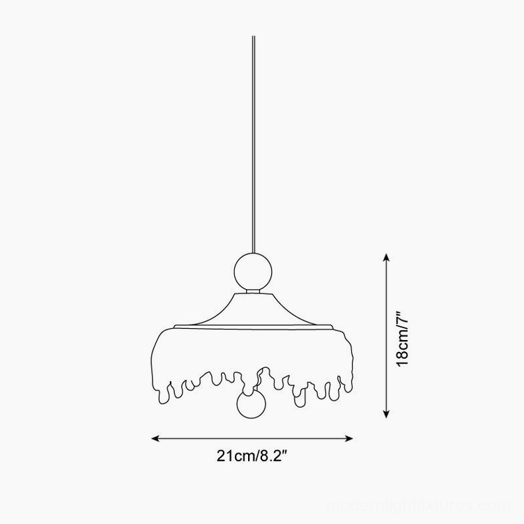 Dewdrop Halo single pendant light technical drawing specifications front elevation