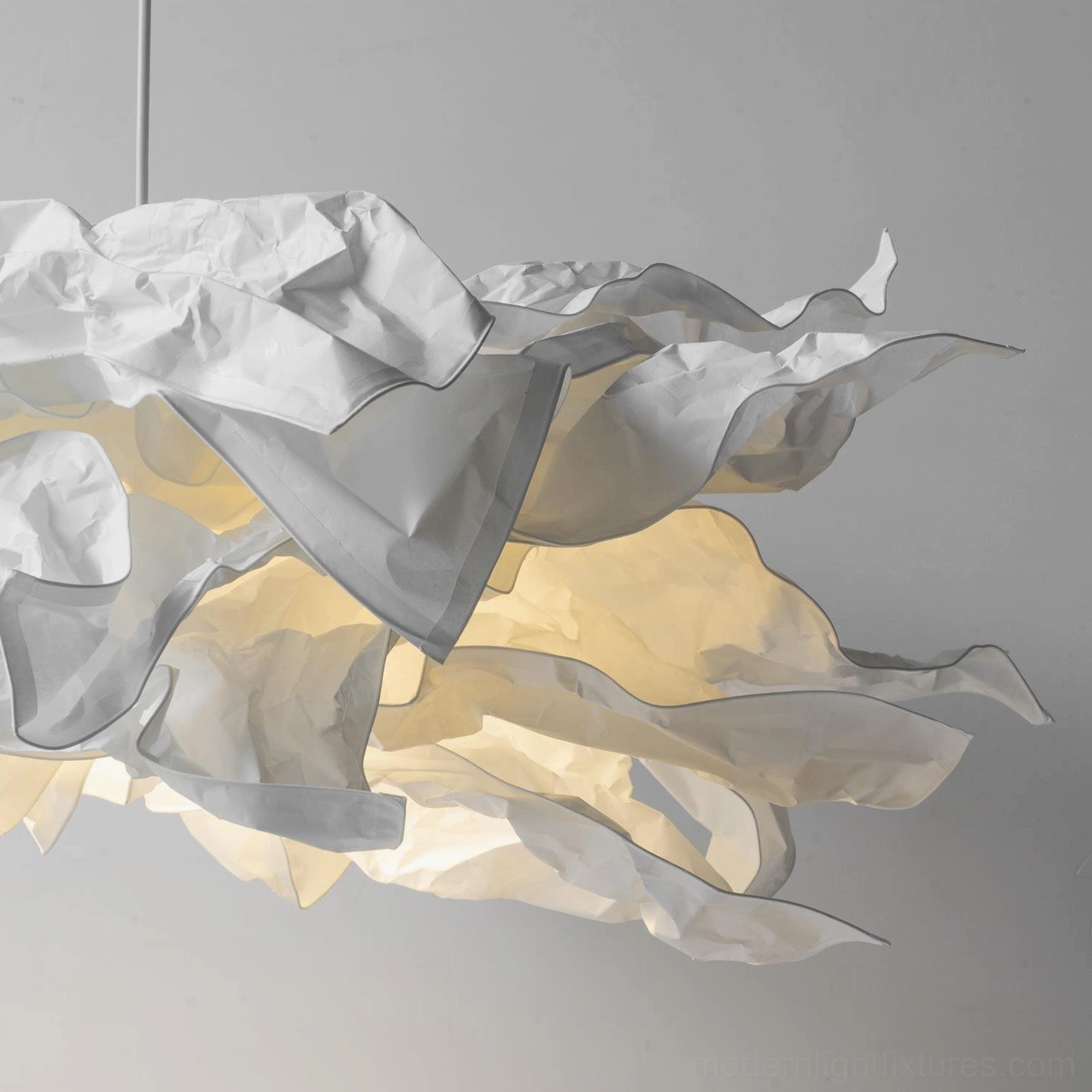 Handcrafted paper pendant ceiling fixture compatible with dimmer switches for customizable lighting