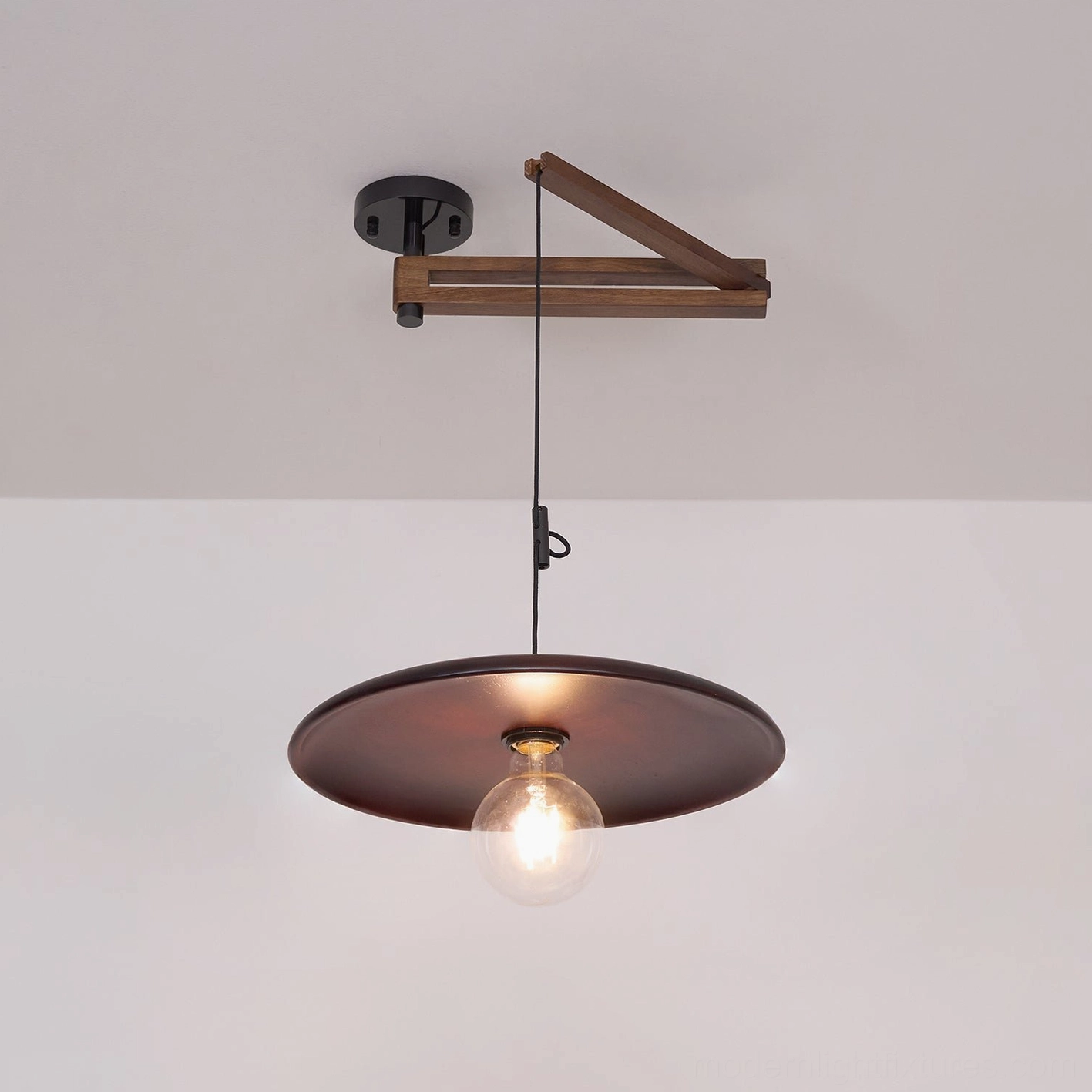 Pendant light fixture showing dimmer compatibility for adjustable brightness