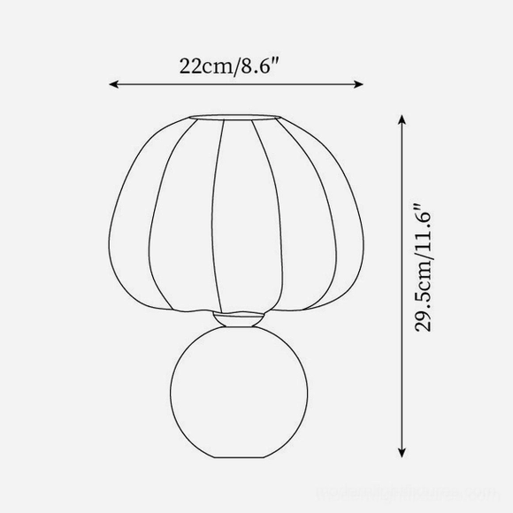 Dion compact table lamp Model A dimensions specifications 22cm 8.6 inches diameter 29.5cm 11.6 inches height