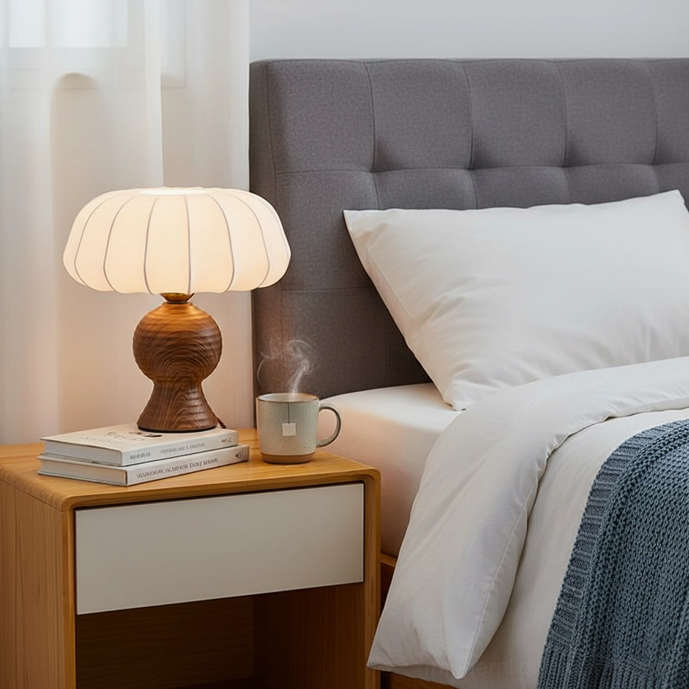 Dion table lamp model size comparison compact and standard walnut wood base lighting collection