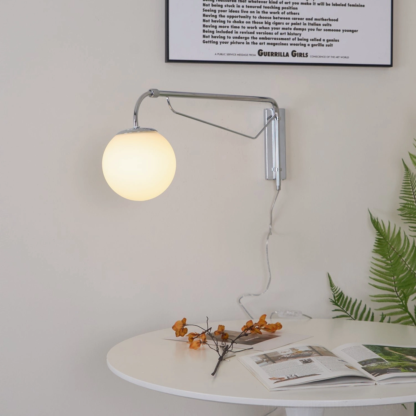 Dione swing arm wall sconce installation bathroom damp-rated coverage area feature