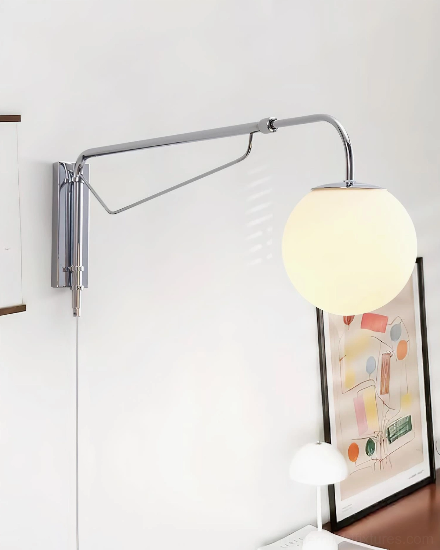 Dione adjustable swing arm wall sconce detailed product photography functional design showcase