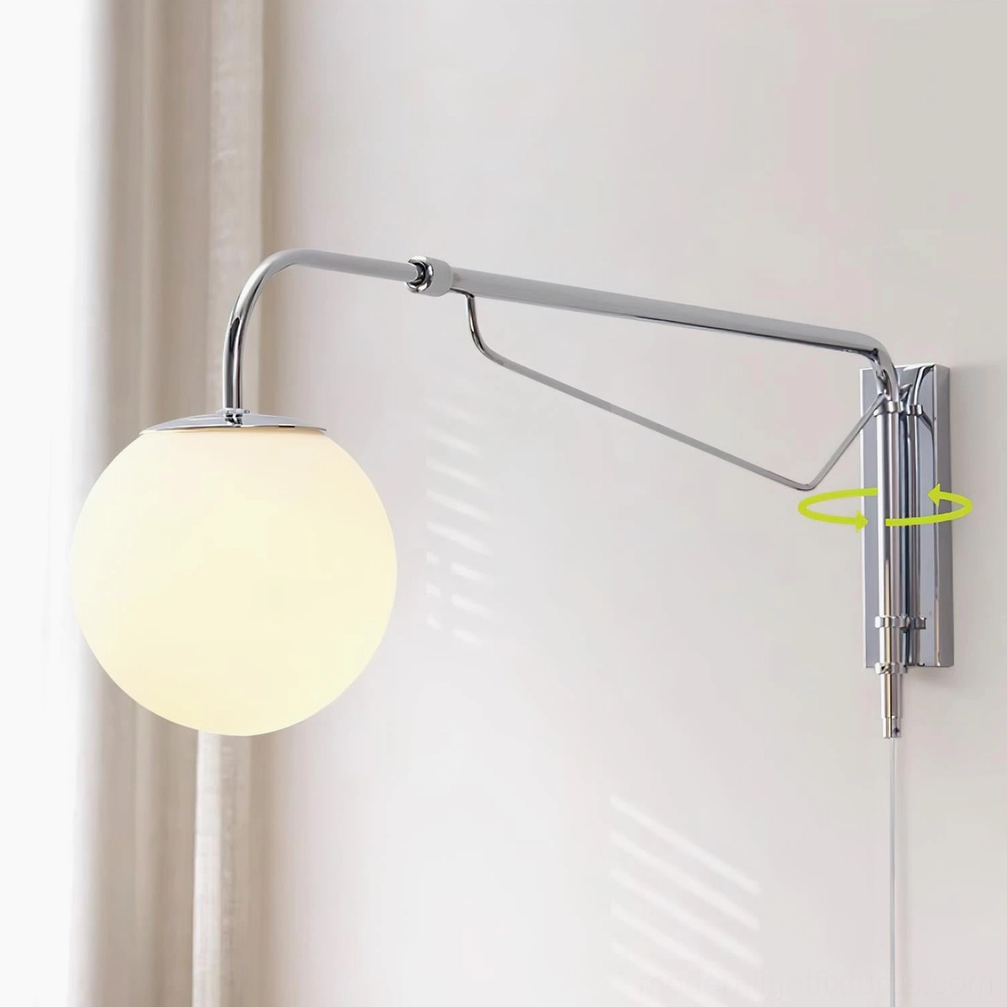Dione wall sconce chrome metal construction polished finish frosted globe contemporary lighting