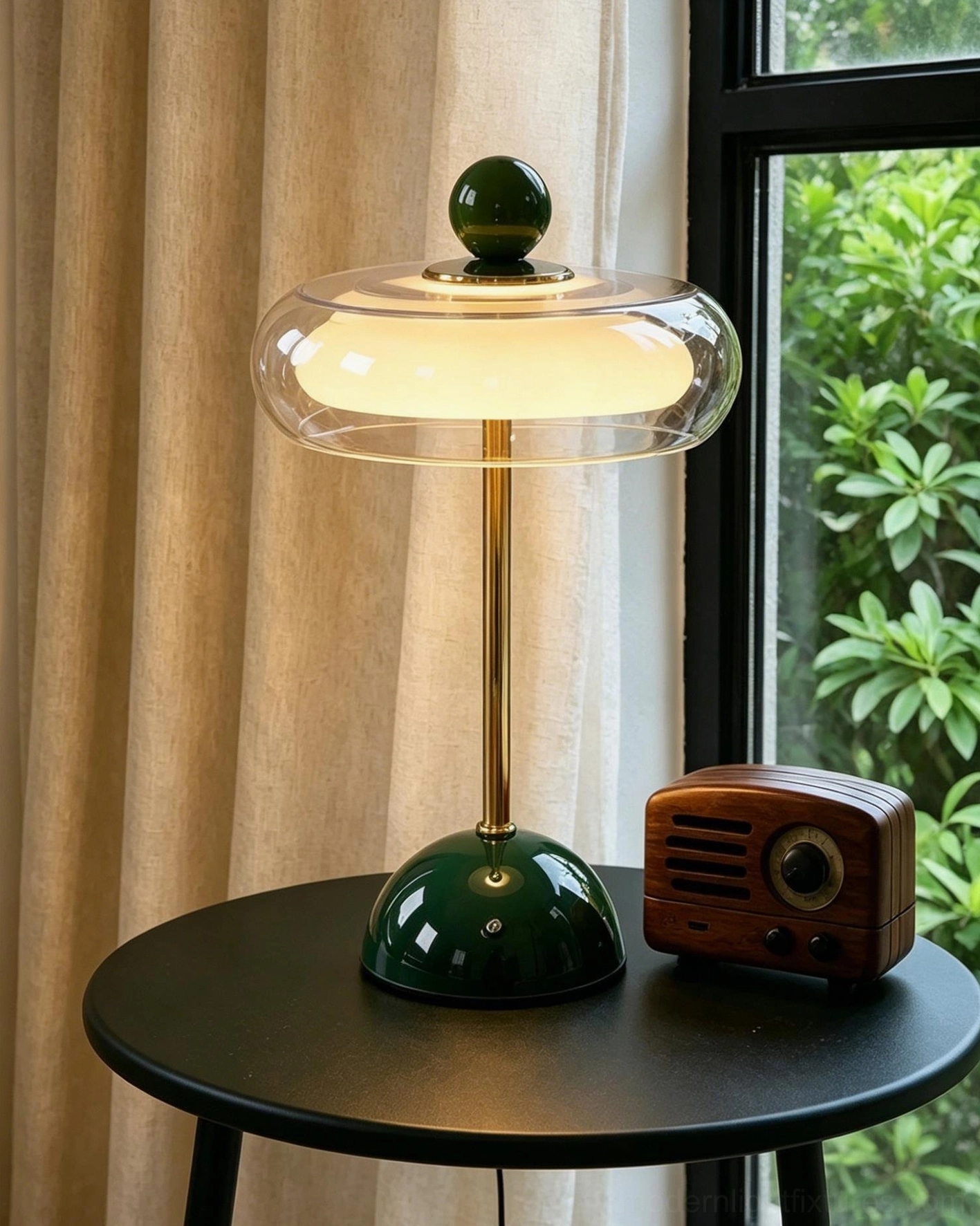 Disc table lamp dimensions and specifications - scale reference showing proportions and measurements