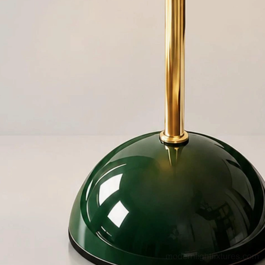 Disc table lamp mid-century modern design styling with glass and metal materials - sculptural lighting art