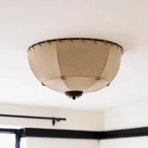 Dome Jari fabric ceiling light installed in residential interior corner overhead view