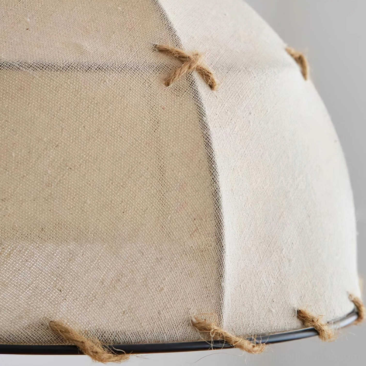 Dome Jari fabric pendant light mounted in modern dining space, warm ambient glow from canvas shade demonstrating functional art design for contemporary home lighting