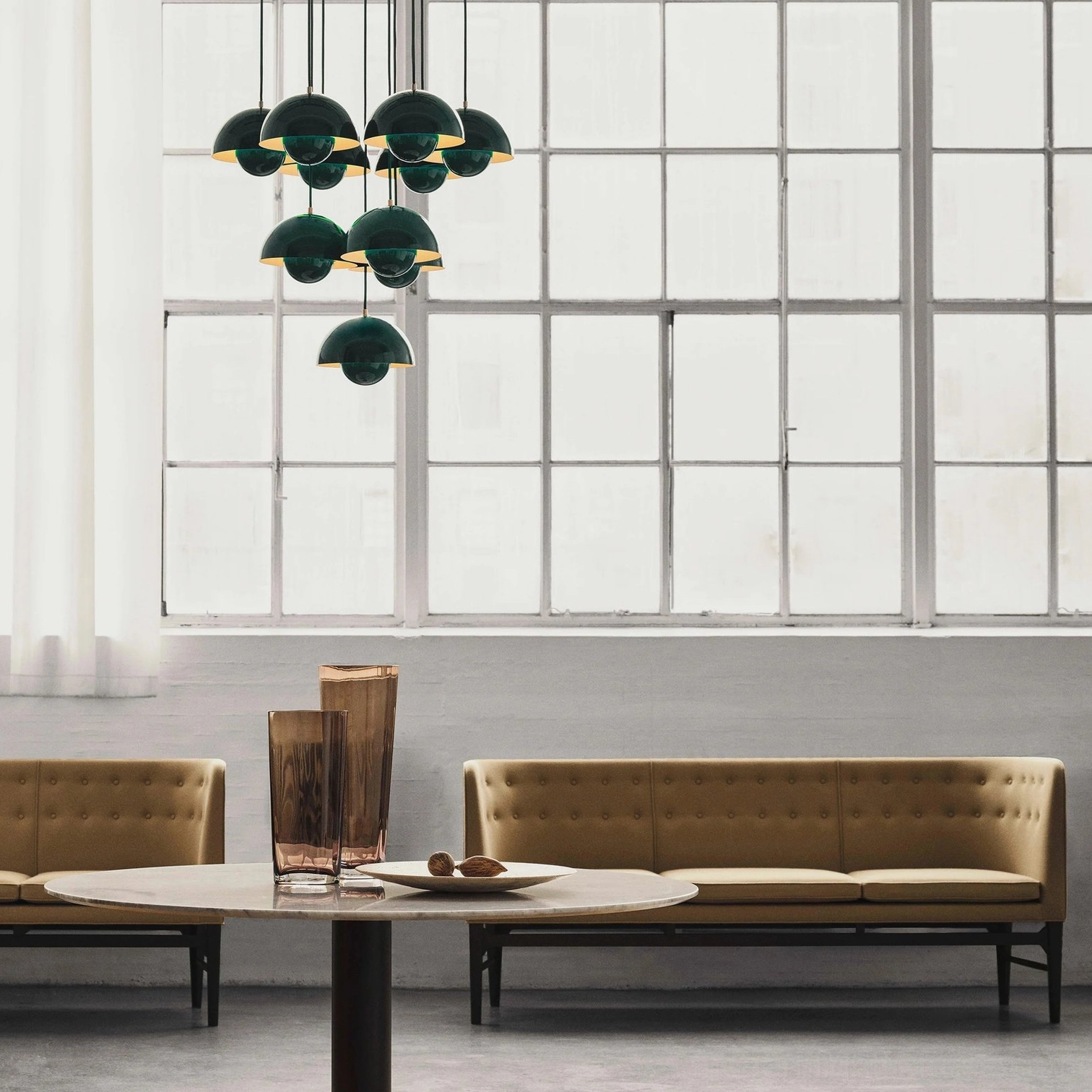 Contemporary dome pendant chandelier color variation showcase displaying multiple finish options for modern interior design