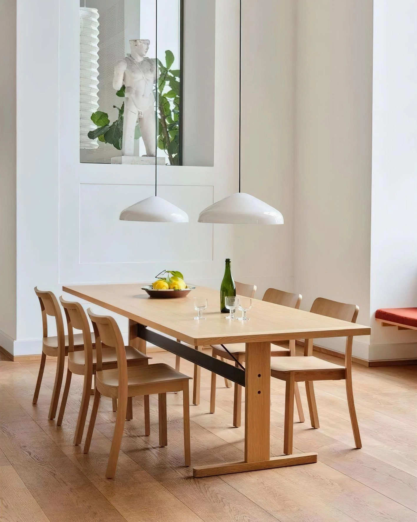 Dome pendant light geometric form metal construction detail