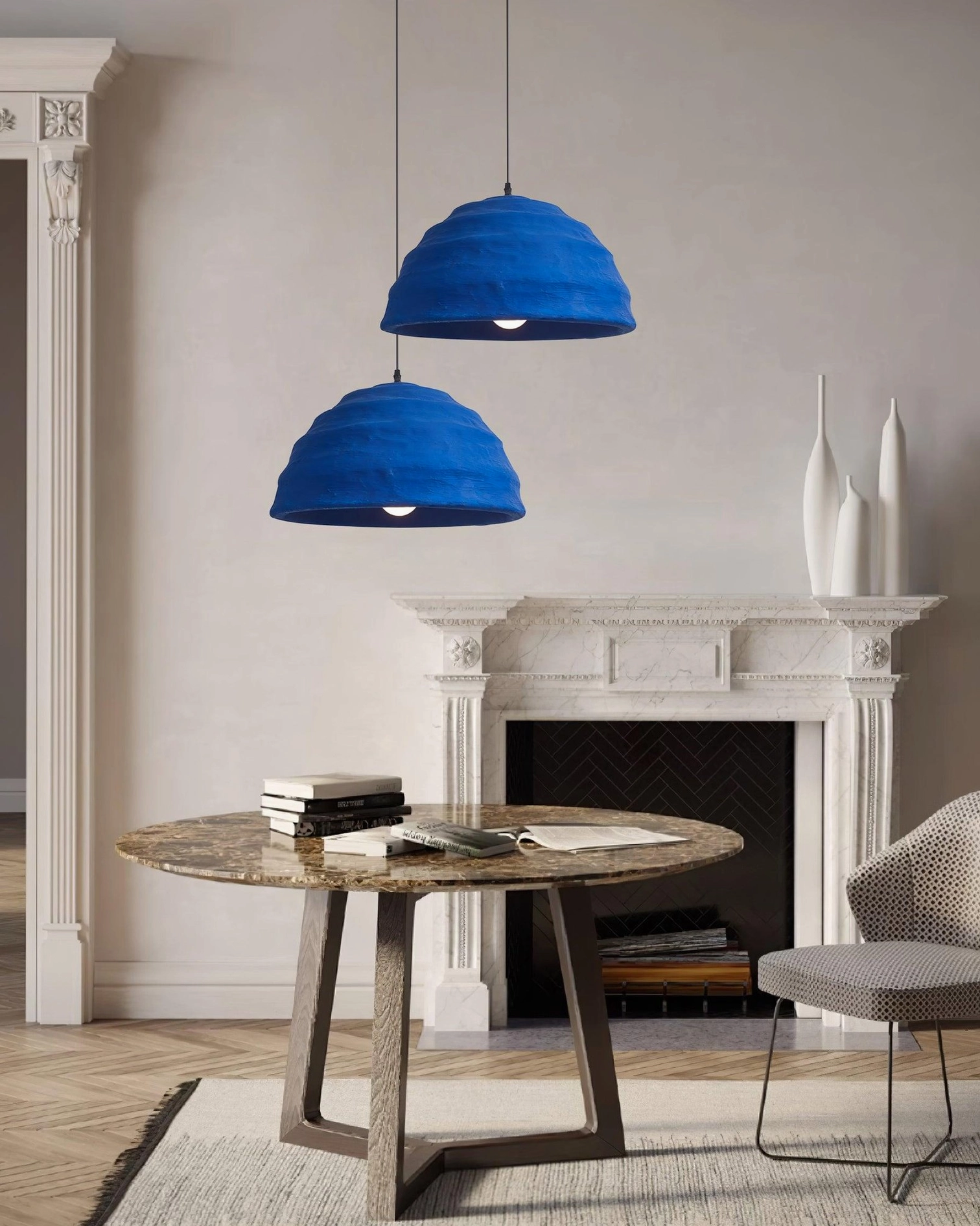 Dome pendant light installation in modern interior space demonstrating ambient light distribution