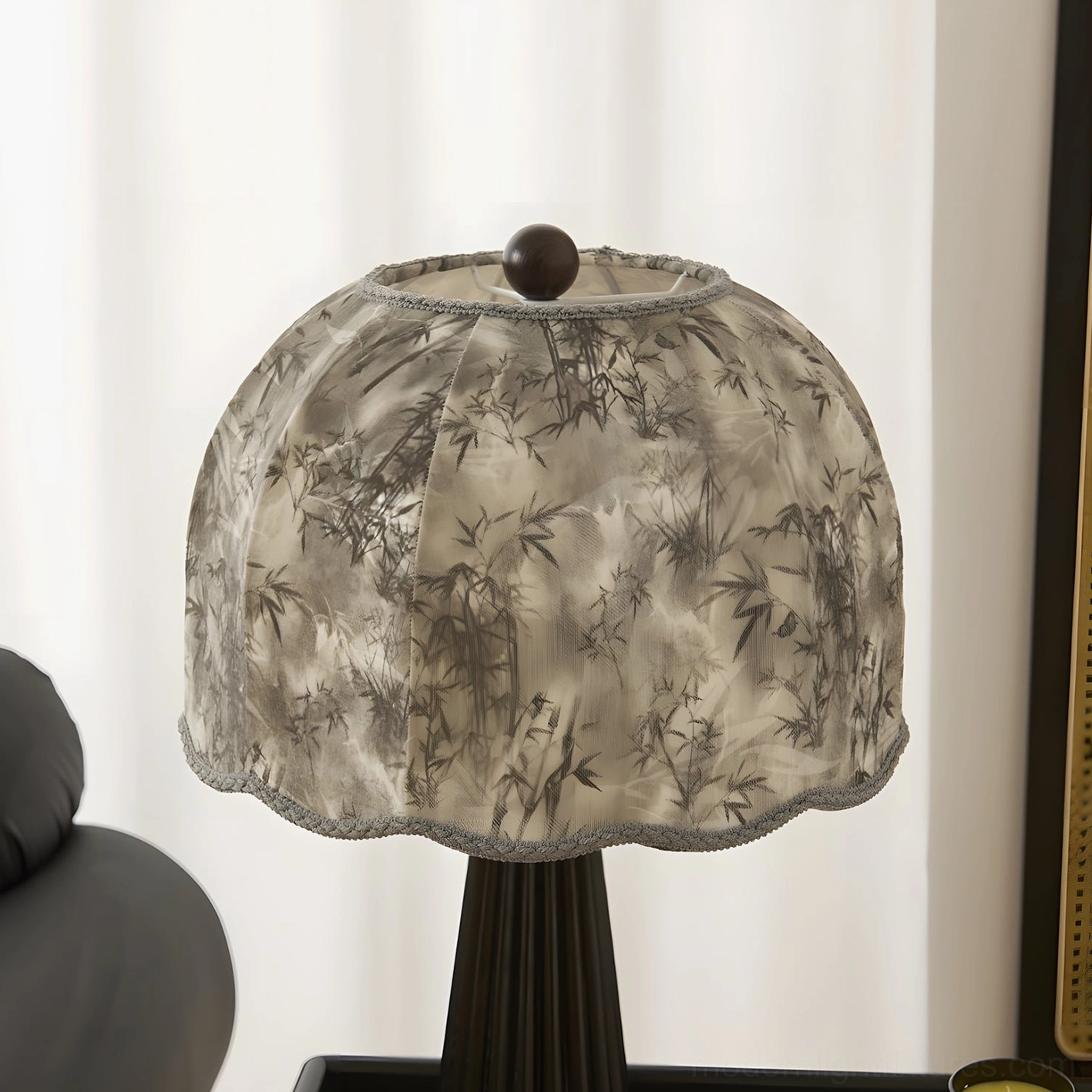 Dome-shaped fabric table lamp shade - soft light diffusion and vintage scallop edge detail