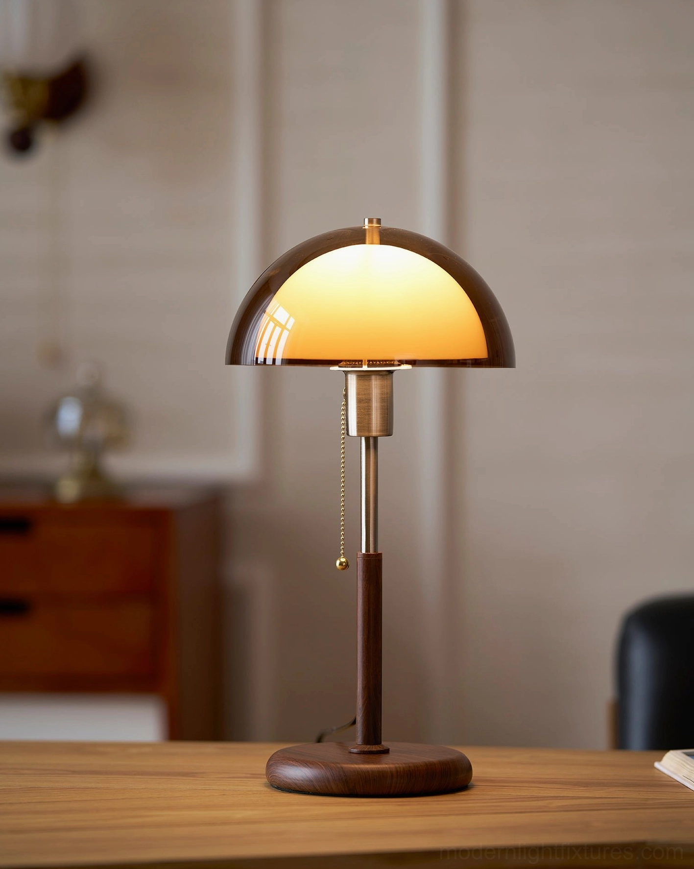 Domera amber dome table lamp illuminated - warm vintage glow interior lighting