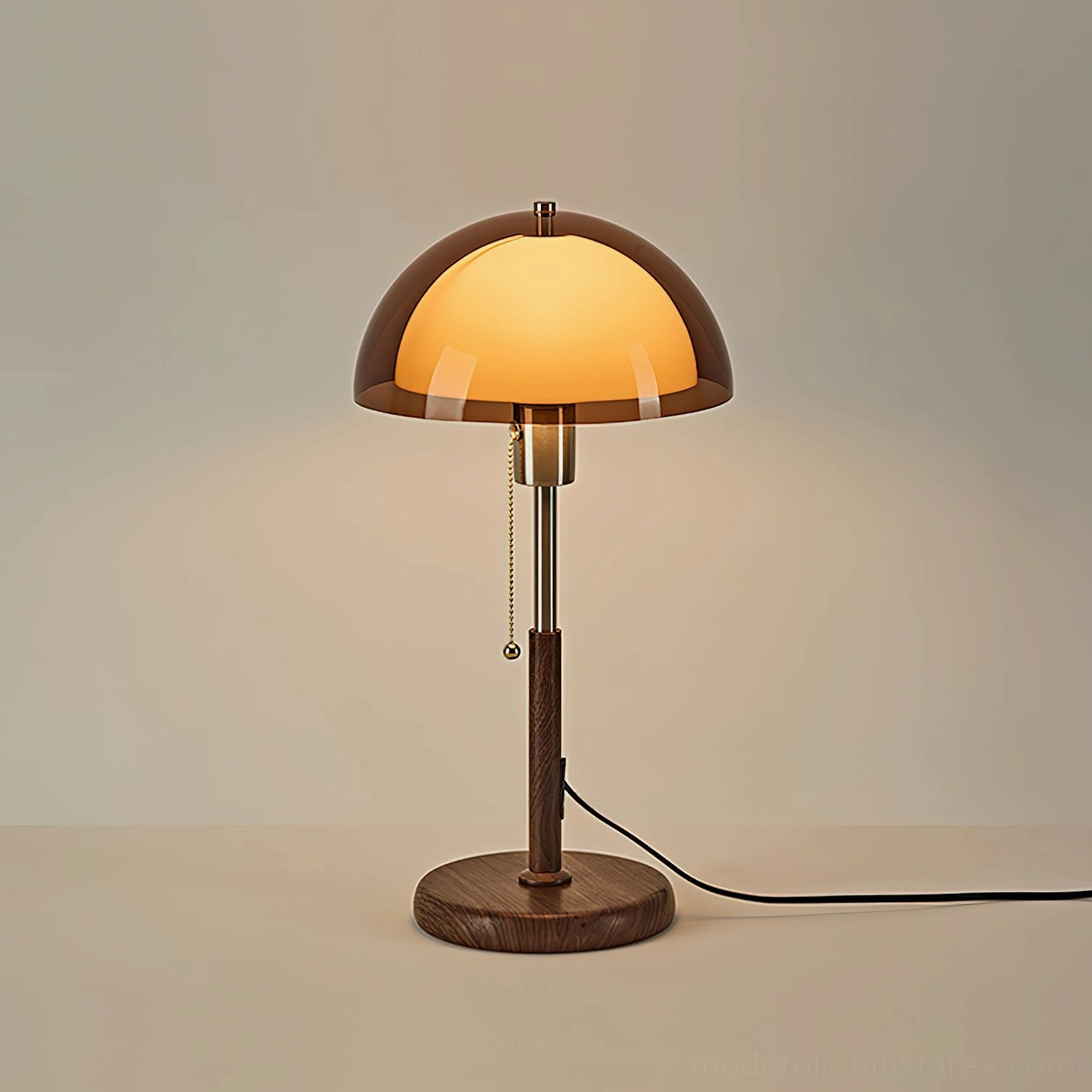 Domera green table lamp with power cord display - plug and socket configuration