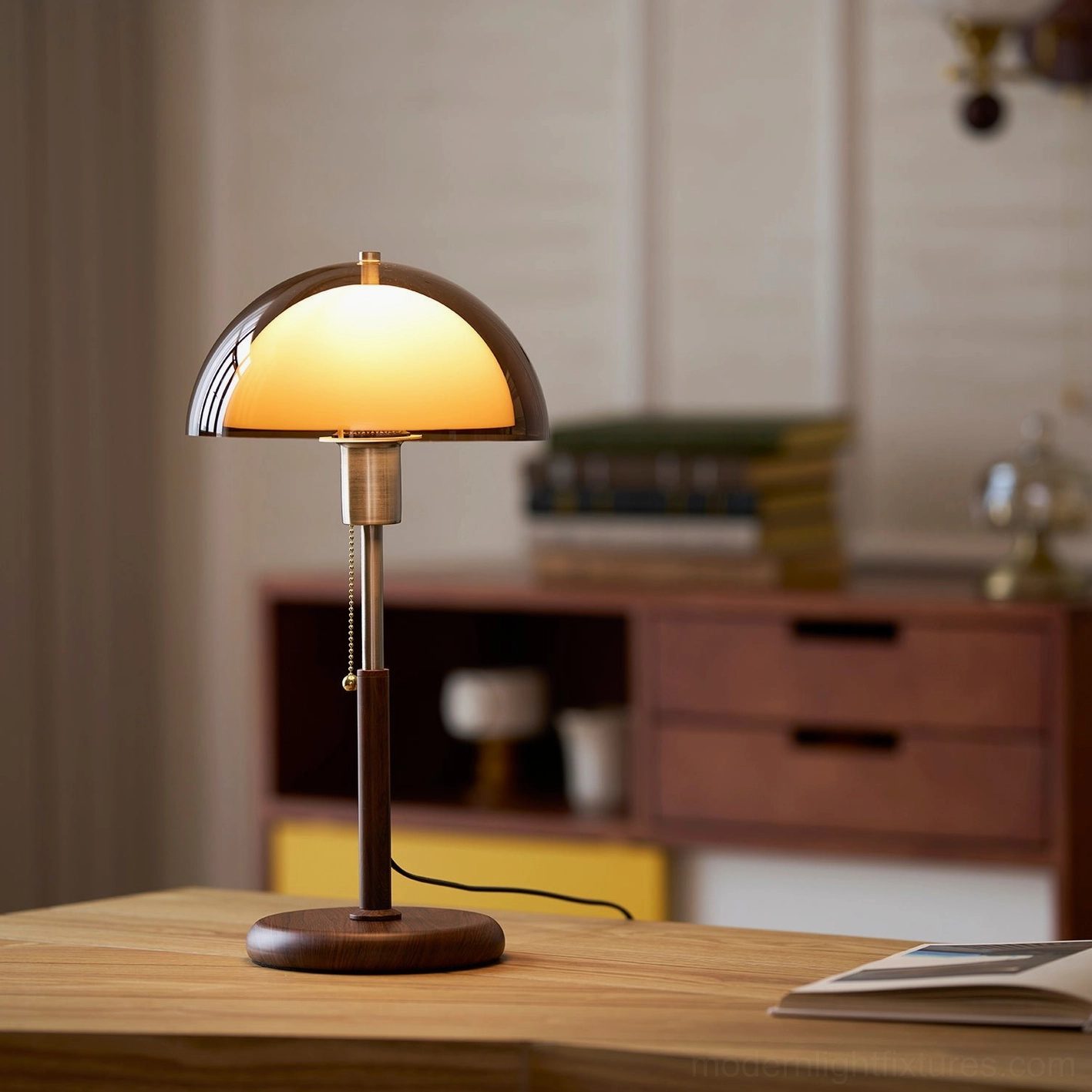 Domera table lamp in eclectic interior - retro modern lighting with vintage decor