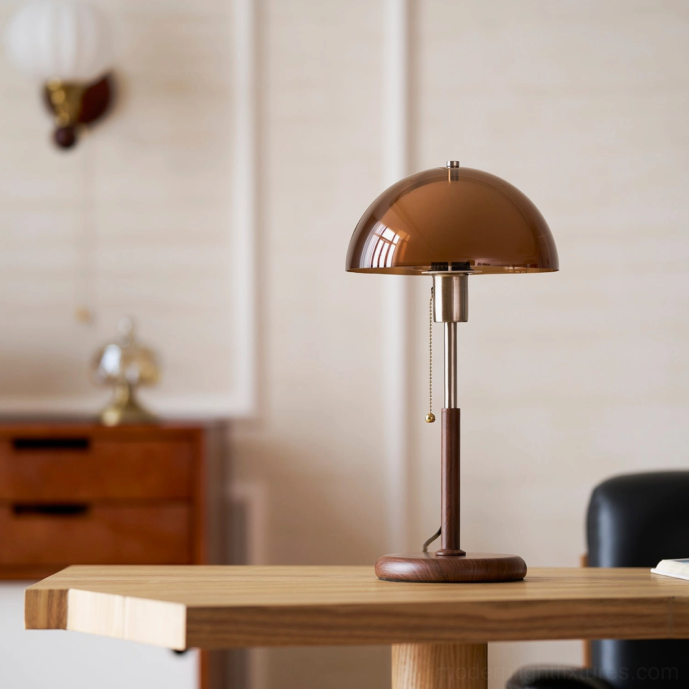 Domera table lamp with metal stem accent - mid-century modern design elements