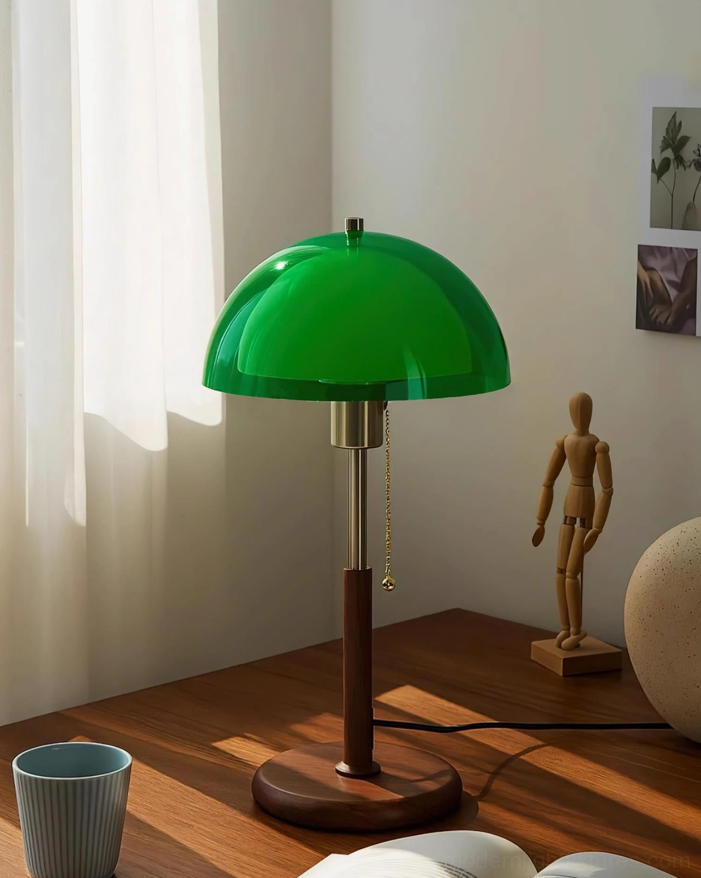 Domera modern dome lamp with scandinavian interior - natural wood lighting