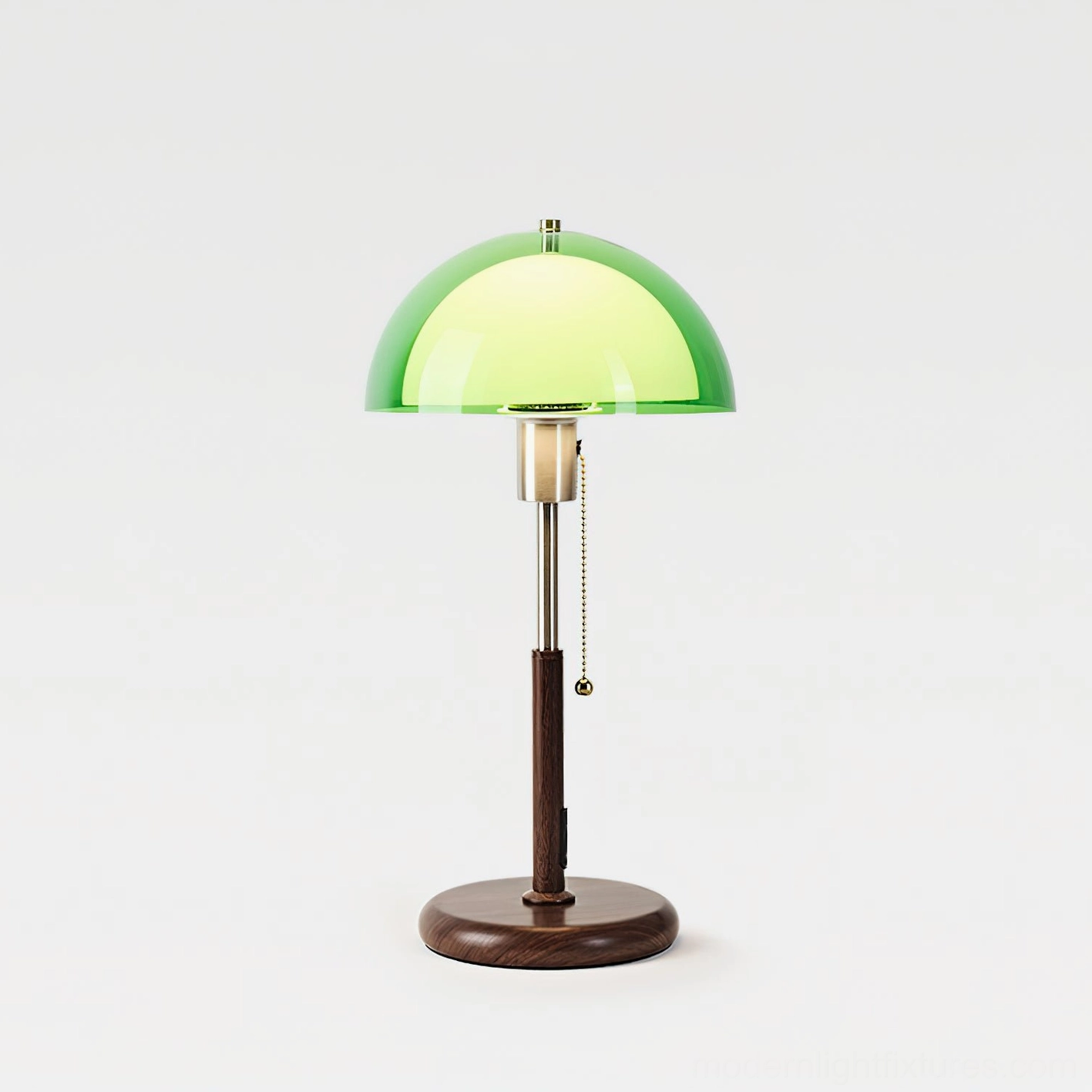 Domera yellow-green dome table lamp with pull chain switch - studio shot