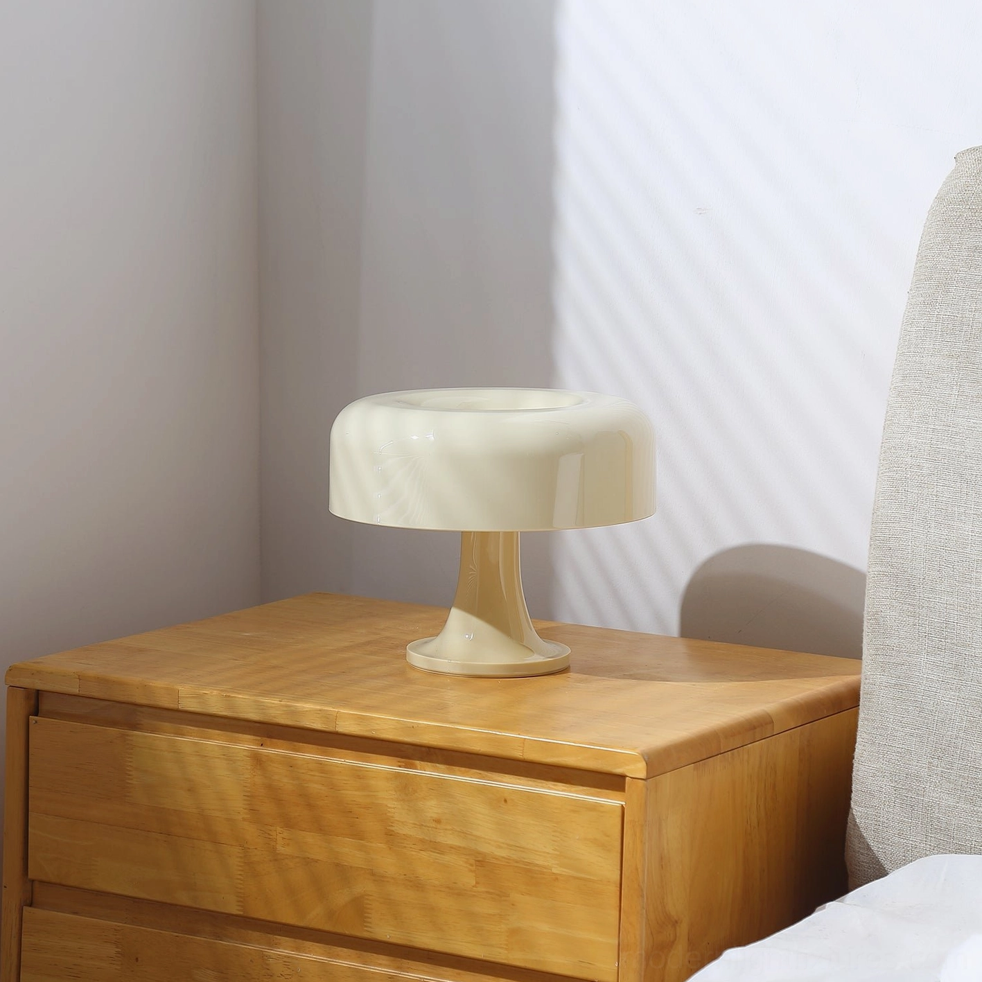 Donula table lamp in soft beige color with neutral interior design styling