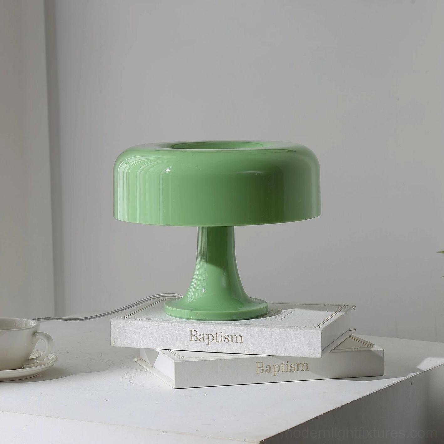 Donula donut table lamp with dimmer compatibility demonstrating soft warm lighting
