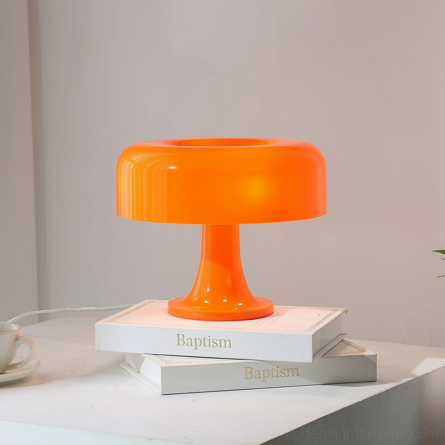 Donula table lamp used as entryway focal point creating bold design statement