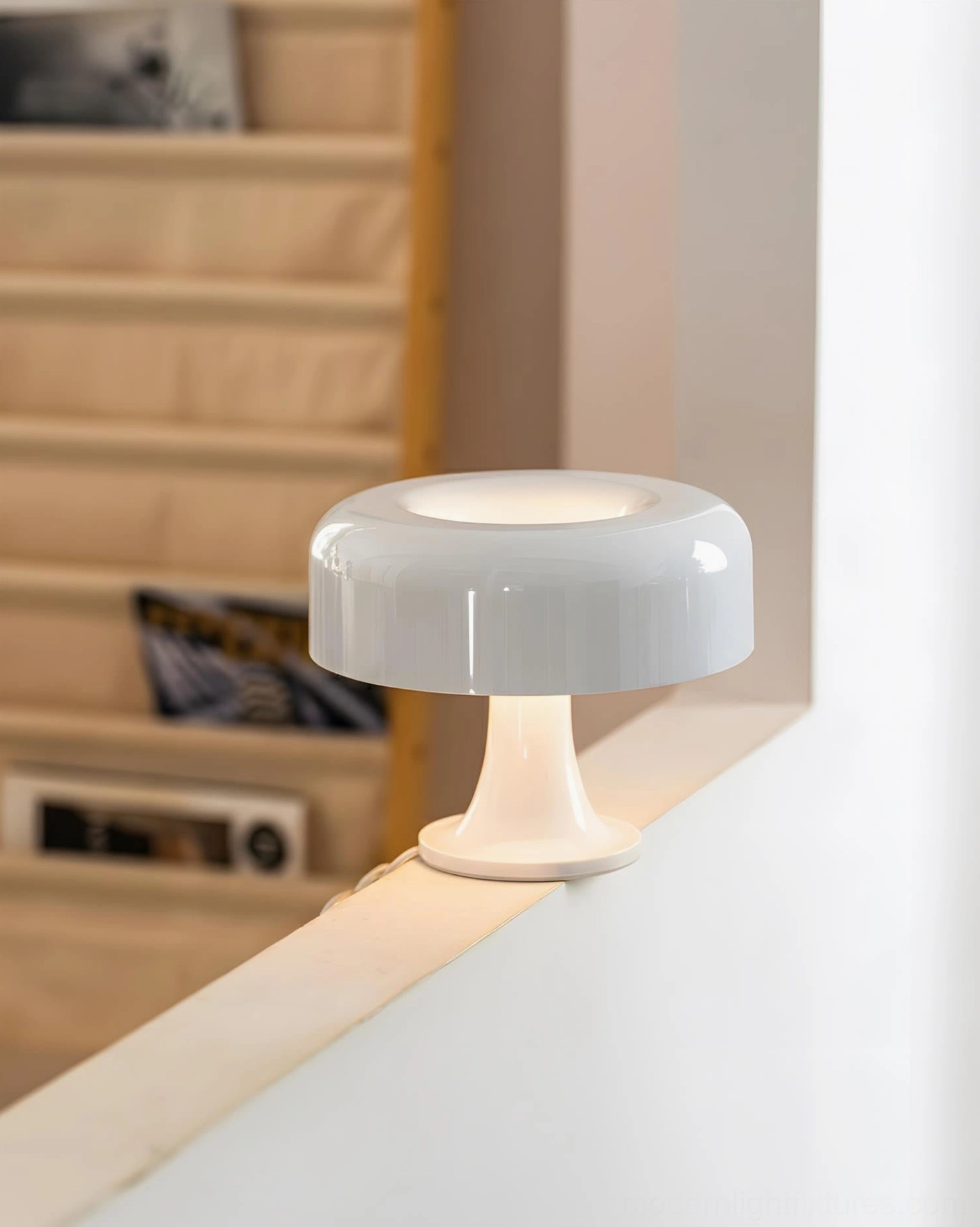 Donula donut shaped table lamp close-up detail of glossy acrylic construction