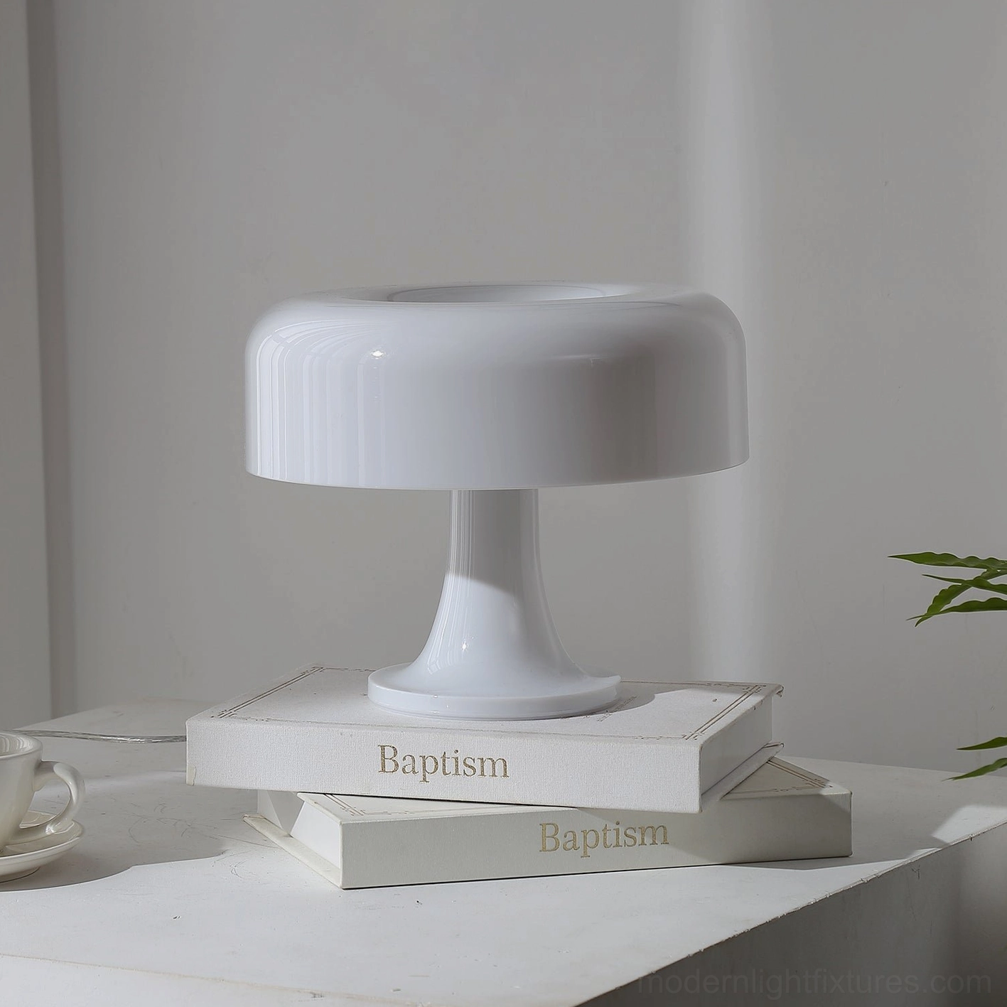 Donula donut table lamp on side table showing pop art minimalist interior styling