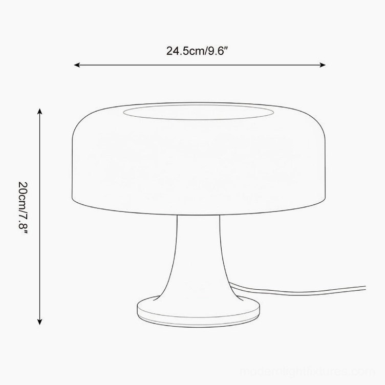 Donula table lamp technical schematic and dimension specifications diagram