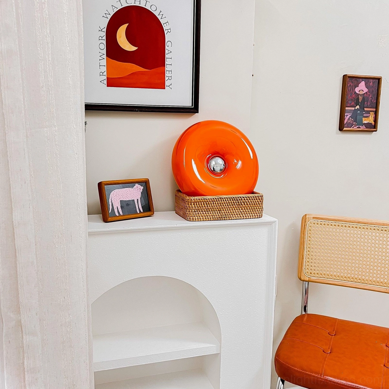 Orange donut shaped table lamp retro vintage 1960s 1970s design inspiration