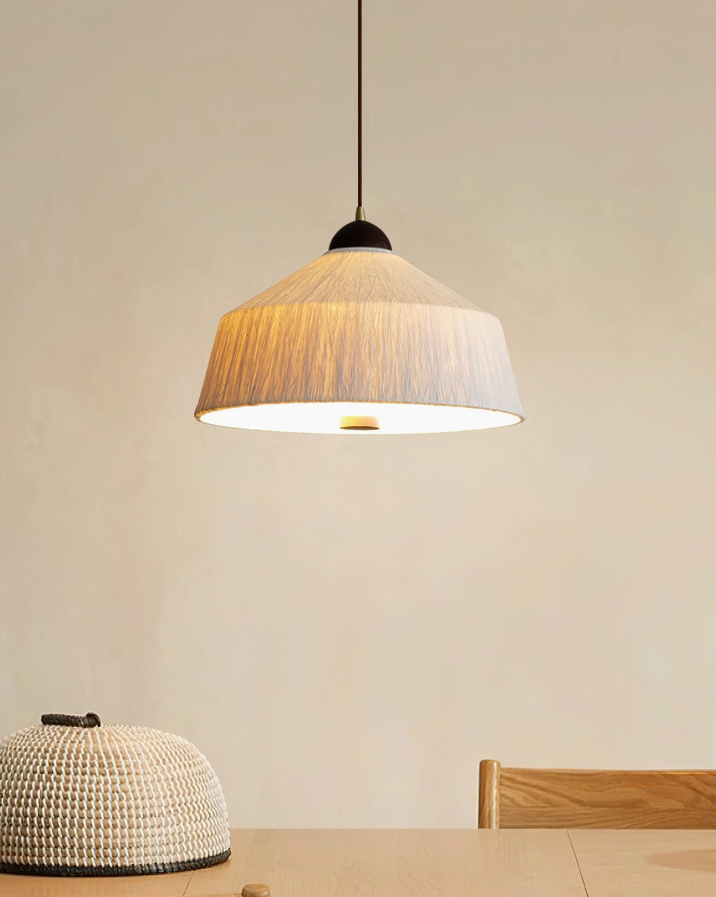 Doria pendant light over kitchen island, integrated LED warm white 3000K color temperature