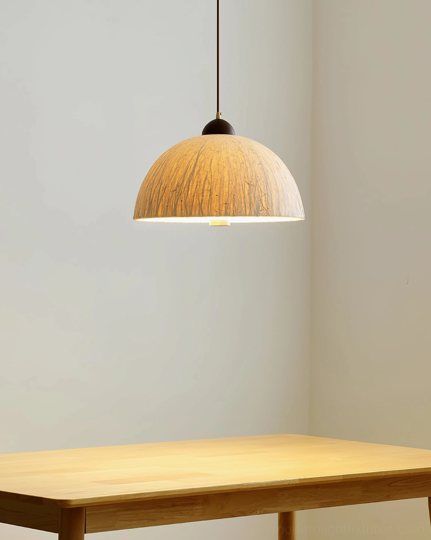 Doria pendant light rice paper semi-translucent material detail, warm light diffusion texture closeup
