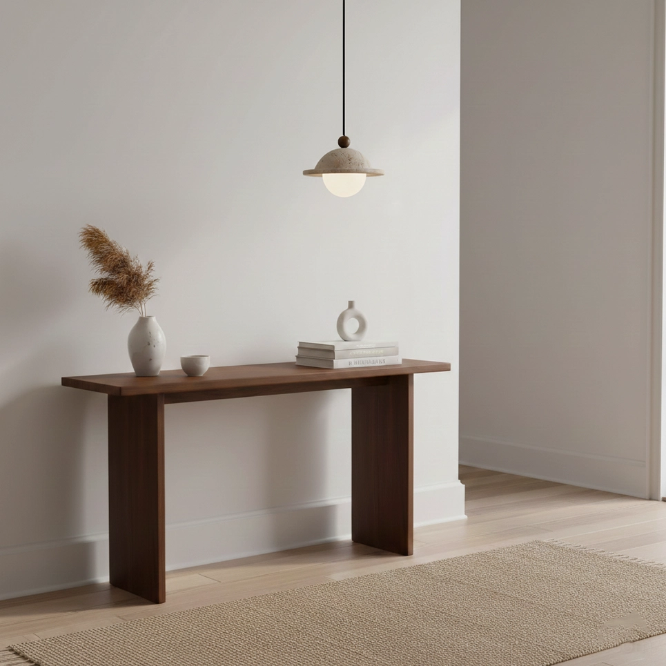 Dorna hanging pendant lamp with twisted textile cord and walnut wood accent