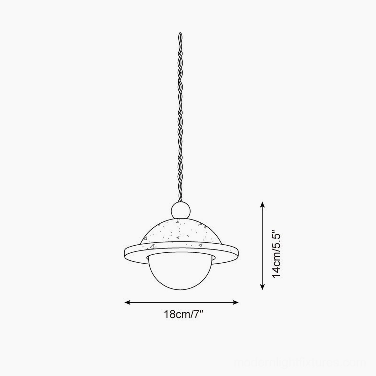 Dorna single pendant light technical drawing with dimension specifications
