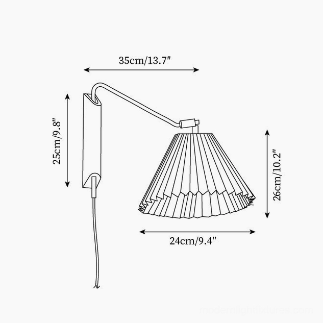 Dorset wall sconce technical dimension drawing with measurements