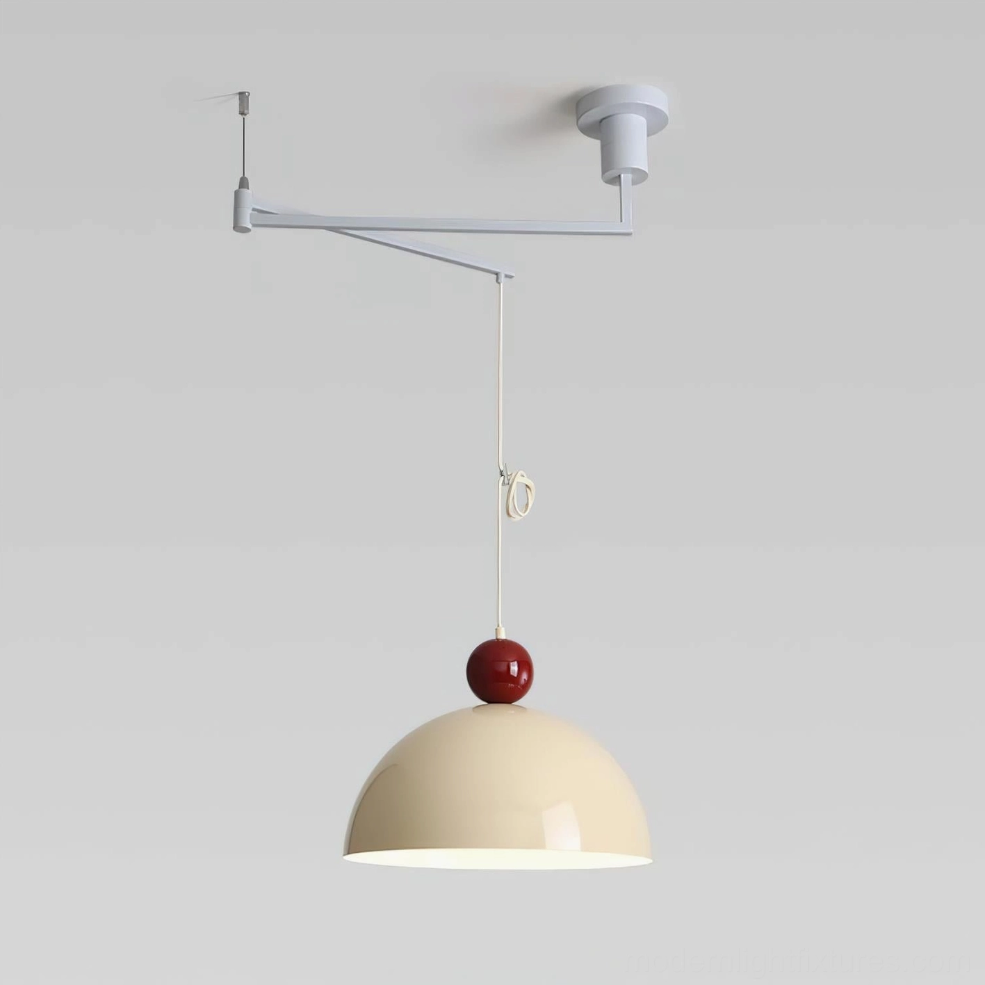 Beige Dotto swing arm dome pendant lamp - neutral color variant for modern minimalist decor